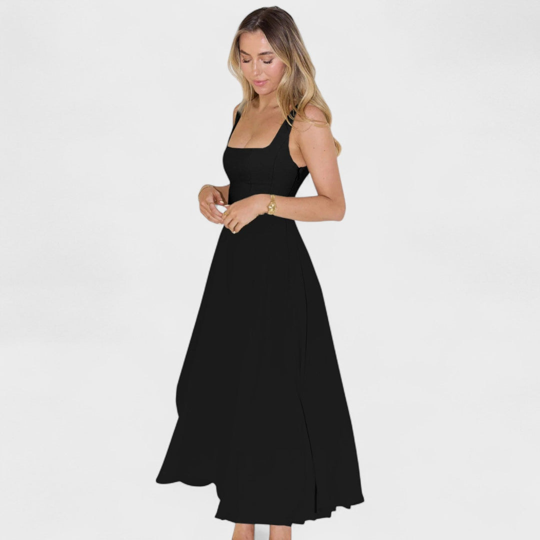 Maribel - Vestido Midi con Escote Cuadrado