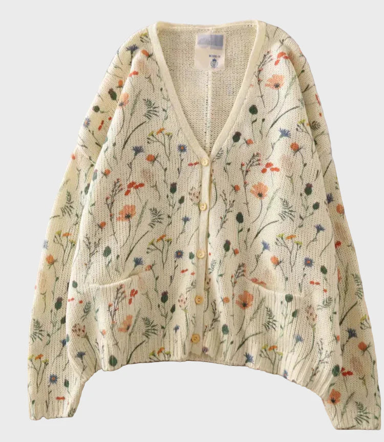 Chaleco de punto elegante con diseño de flores