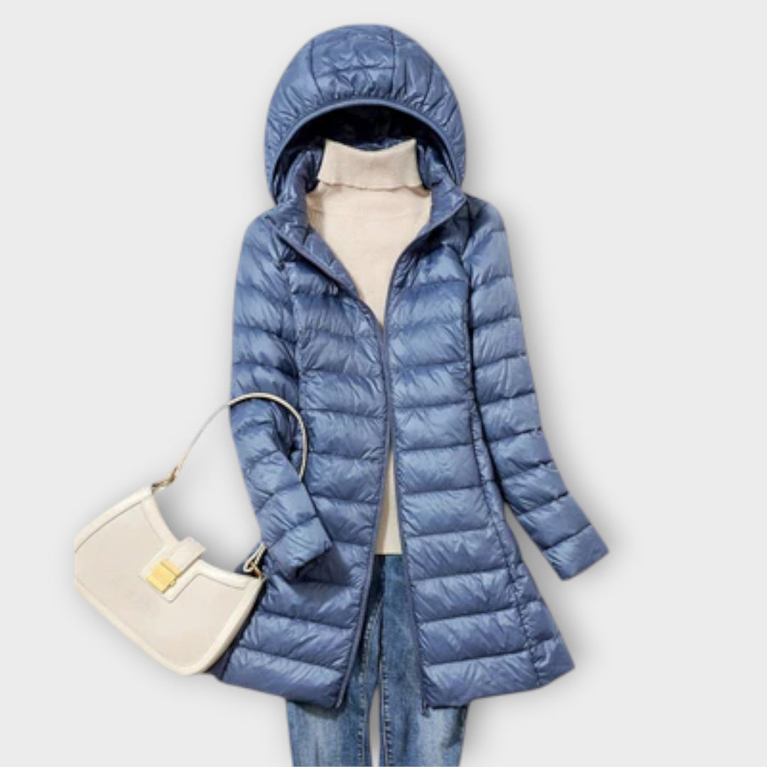 Annika - Chaqueta ultraligera e impermeable con plumas
