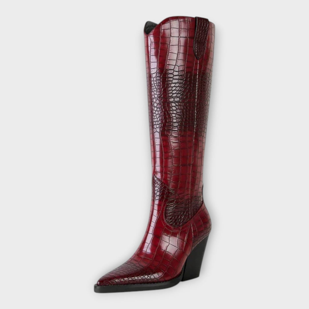 Botas con diseño de cocodrilo y tacón elegante