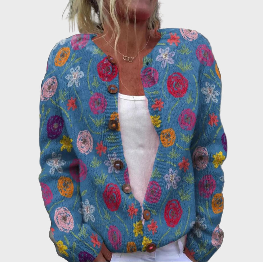 Chaleco de Punto con Diseño de Flores
