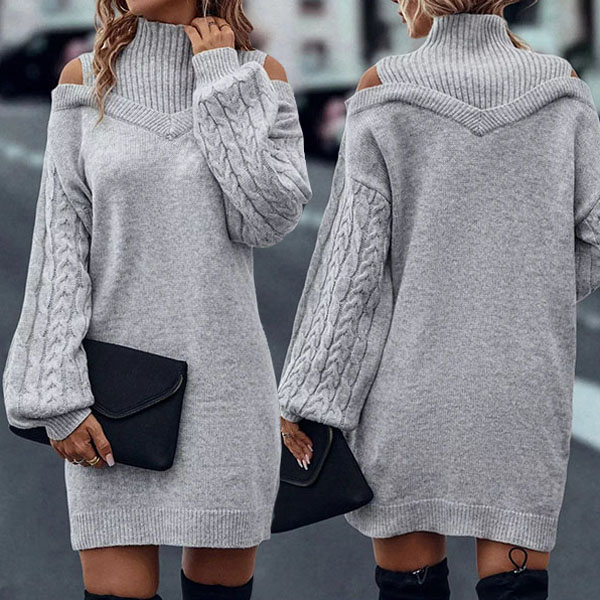 Laira | Vestido de punto con cuello alto y cable