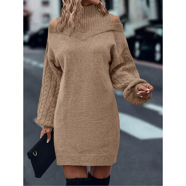 Laira | Vestido de punto con cuello alto y cable