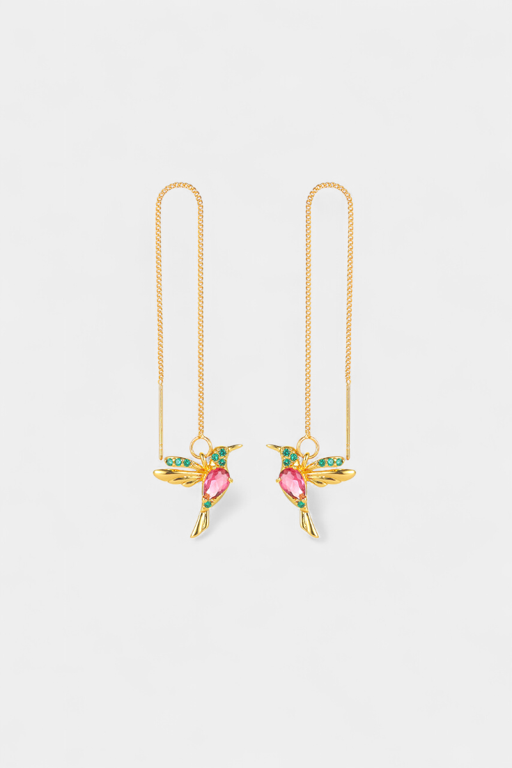 Pendientes de pájaro con circonio mixto