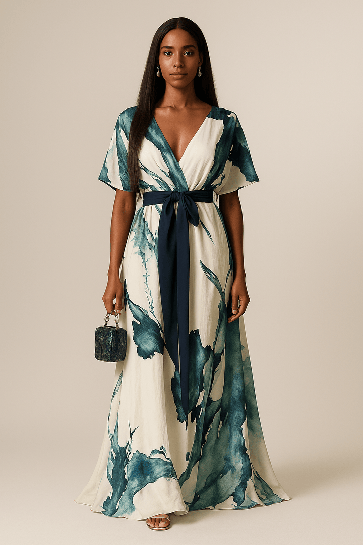 Vanessa | Vestido Largo con Estampado de Acuarela