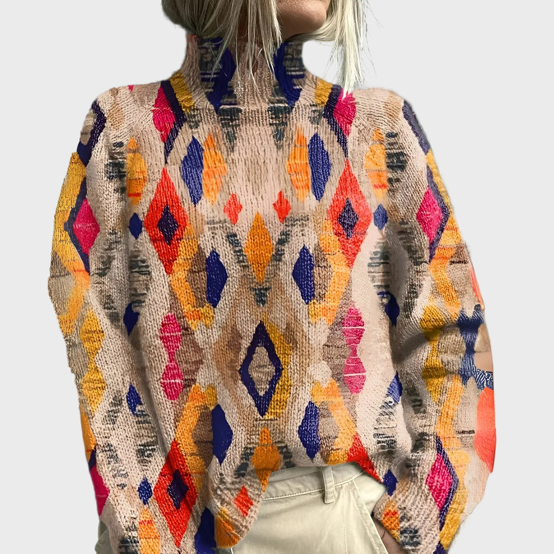 Cuello alto de punto con diseño geométrico