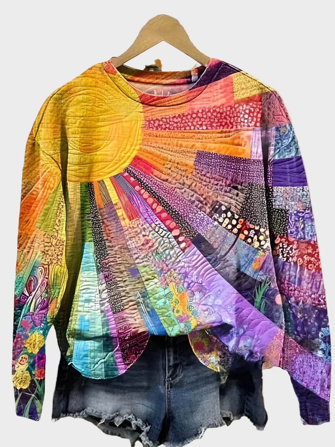 Sudadera de punto con diseño de rayo de sol