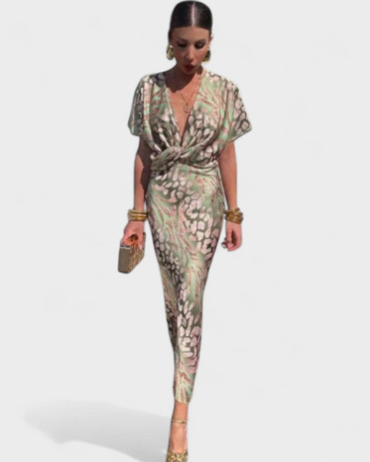 Constança | Vestido Floral con Fruncido y Escote en V