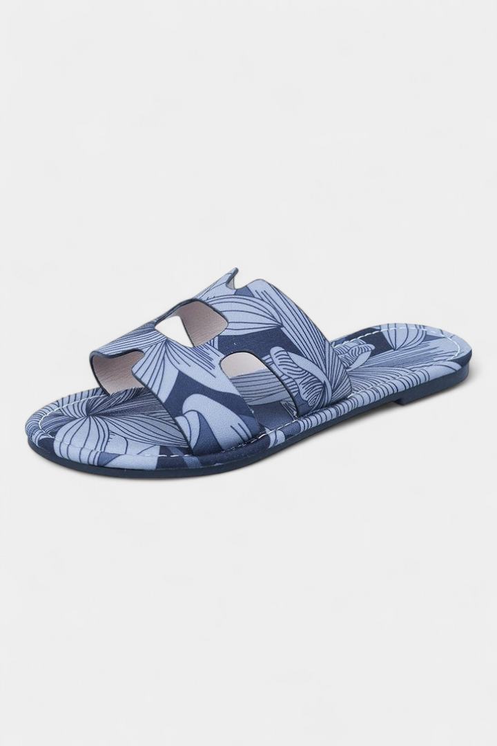 Berenice | Sandalias Planas Multicolores con Estampado Tropical