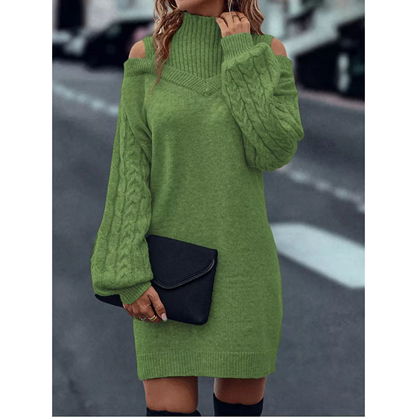 Laira | Vestido de punto con cuello alto y cable
