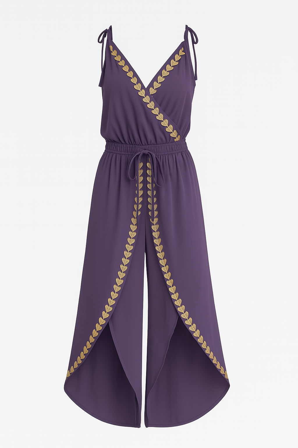 Lorena | Vestido Mono con Detalles Dorados y Ranura en la Pierna