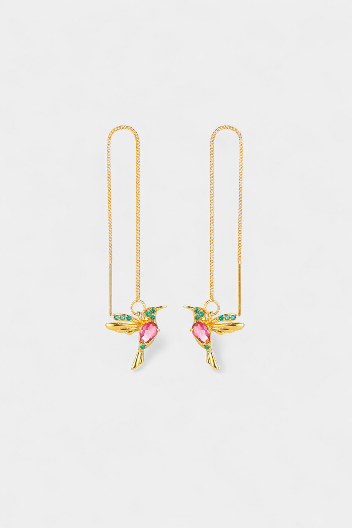 Pendientes de pájaro con circonio mixto
