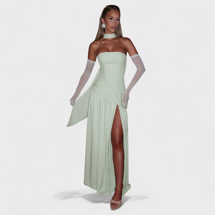 Maliyah | Vestido Corte asimétrico Verde menta